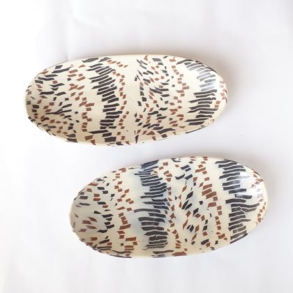 Nerikomi Pottery Oval Plate, Hand Made Pottery, HTP