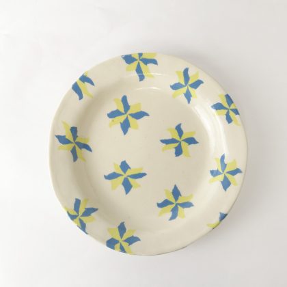 Nerikomi Pottery Round Plate, Hand Made Pottery, N Star