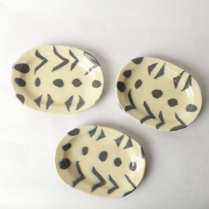 Nerikomi Pottery SmallOval Plate, Hand Made Pottery, Bogolan