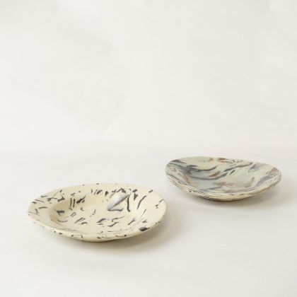 Nerikomi Pottery Round Bowl, Hand Made Pottery, BW BC