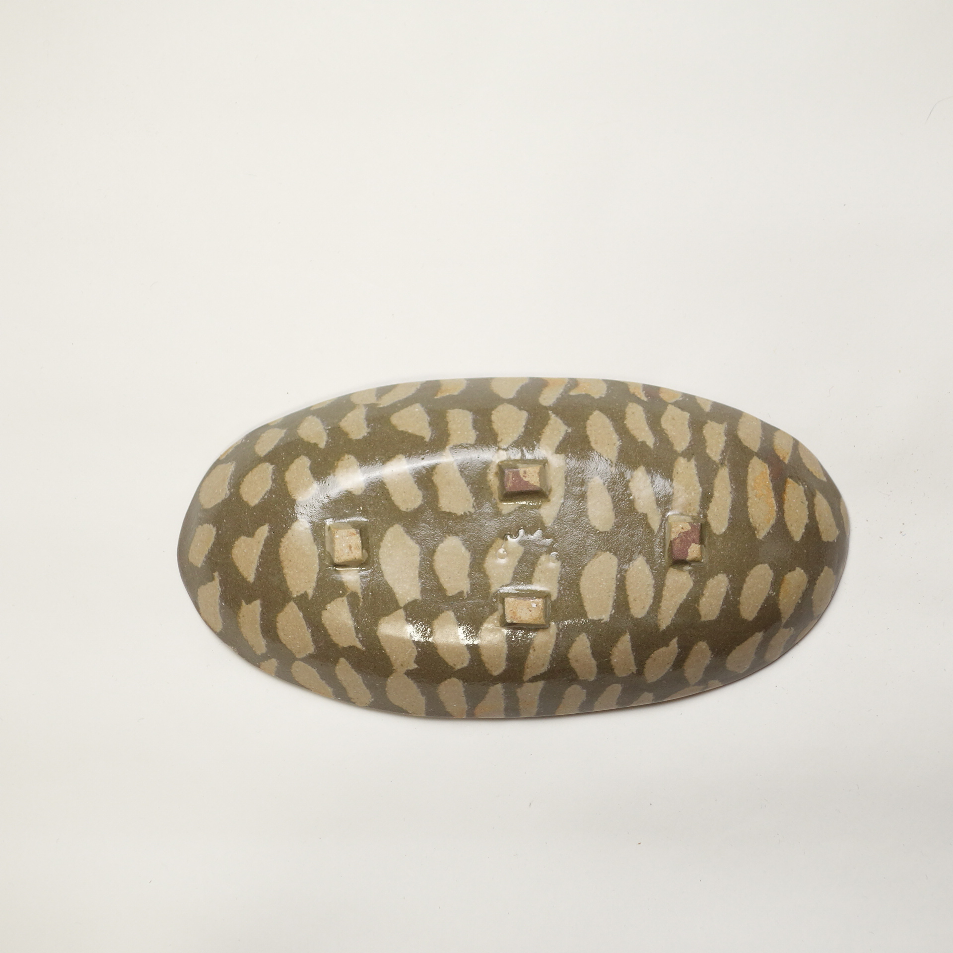 Outlet 10 - Nerikomi pottery oval bowl, Handmade Bowl, Oven-Safe, Dots - Image 2