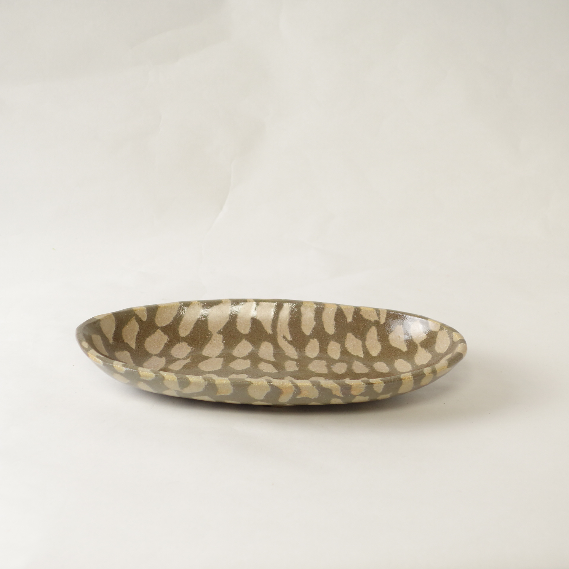 Outlet 10 - Nerikomi pottery oval bowl, Handmade Bowl, Oven-Safe, Dots - Image 3