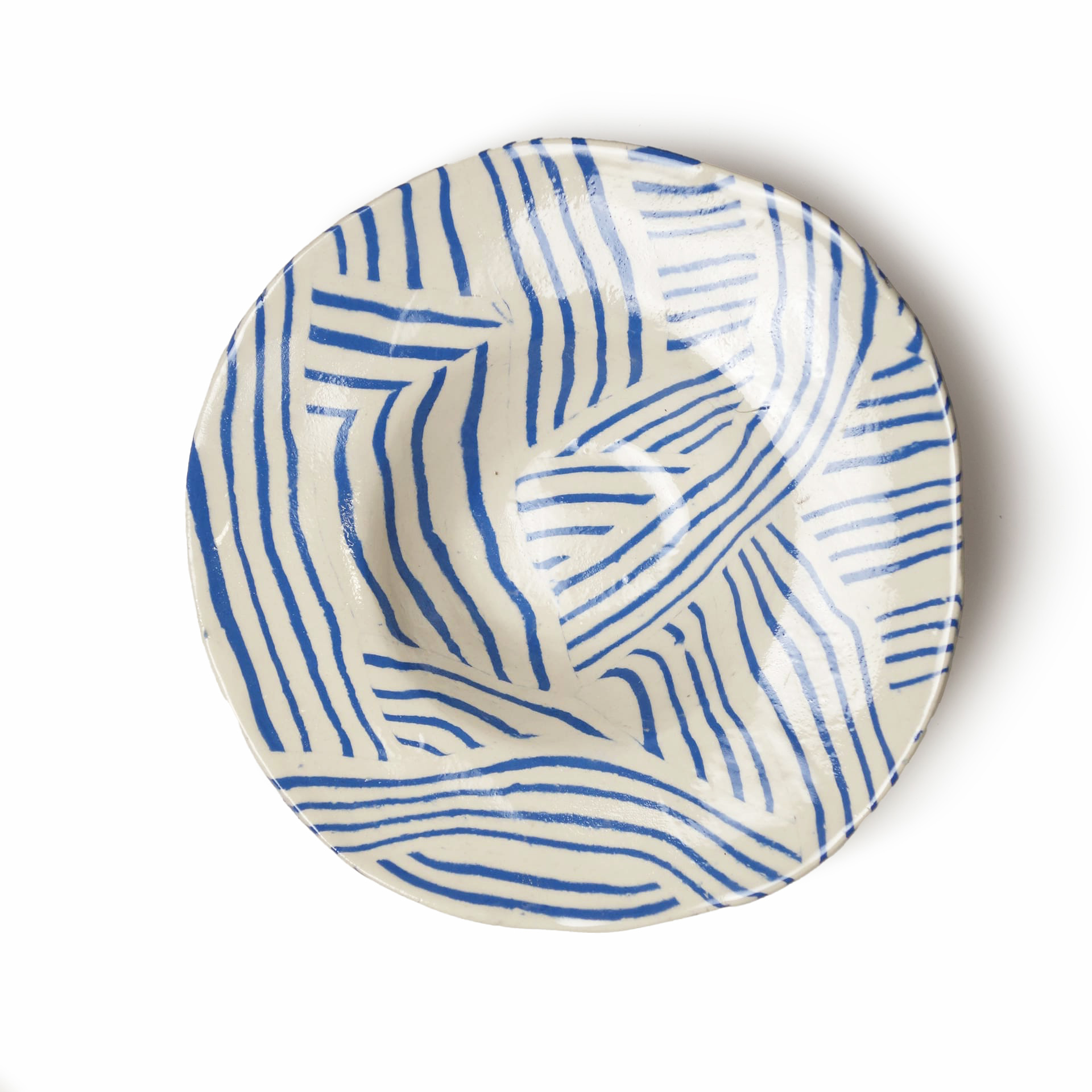Outlet 6 - Nerikomi pottery bowl, Handmade Bowl Blue Stripes - Image 2