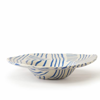 Outlet 6 - Nerikomi pottery bowl, Handmade Bowl Blue Stripes