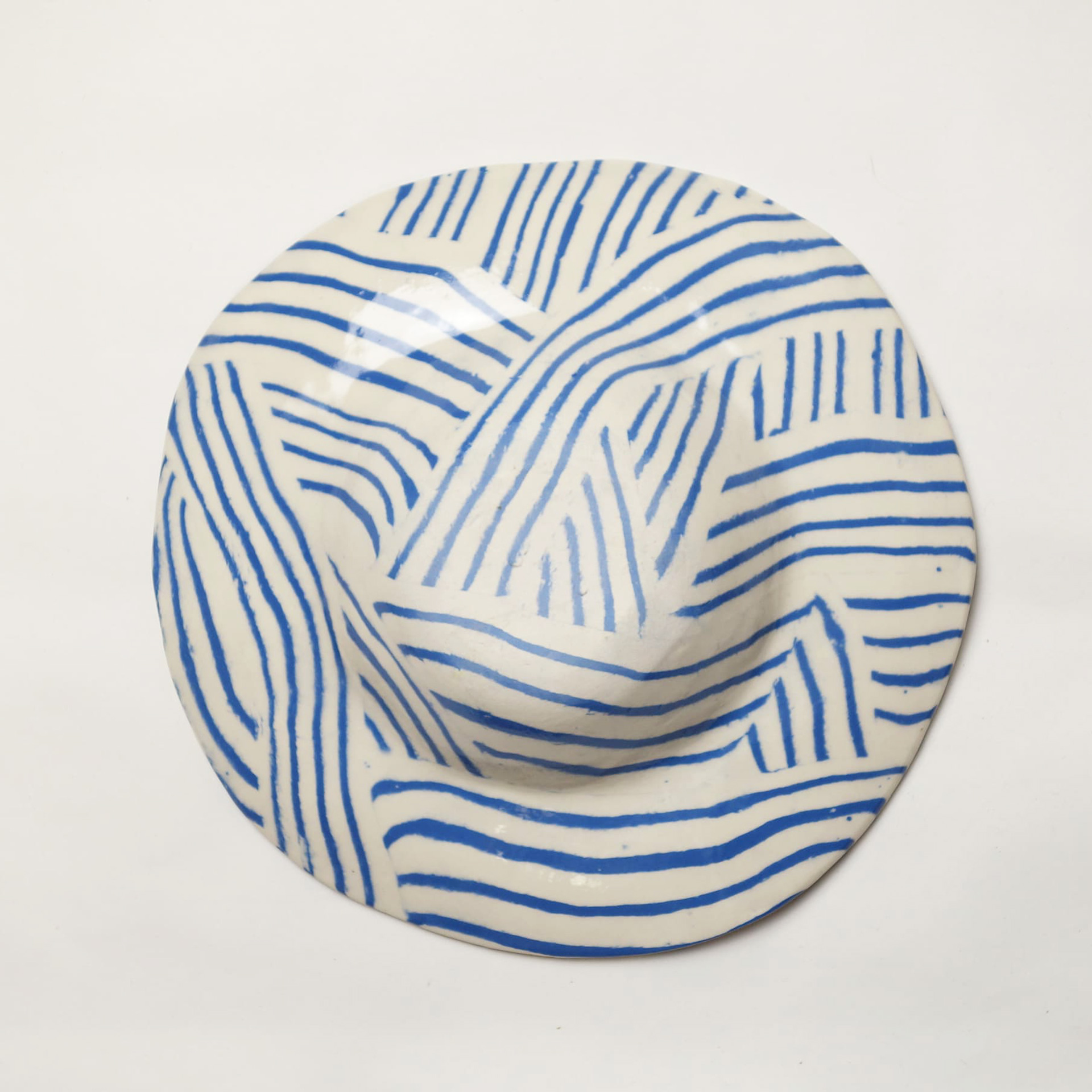 Outlet 6 - Nerikomi pottery bowl, Handmade Bowl Blue Stripes - Image 3