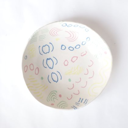 Nerikomi Pottery Bowl, Handmade Bowl, Crayon Scribbles
