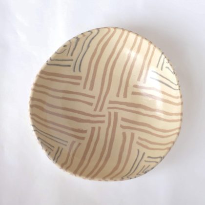 Nerikomi Pottery Bowl, Handmade Bowl, Straw Basket Pattern 1