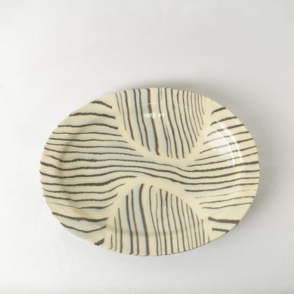 Nerikomi Pottery Oval Plate, Hand Made Pottery, Bamileke Shield Smooth