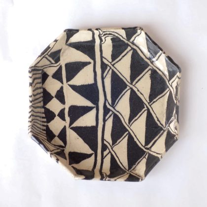 Outlet 12 - Nerikomi pottery plate, Octagonal, Kuba Cloth Pattern