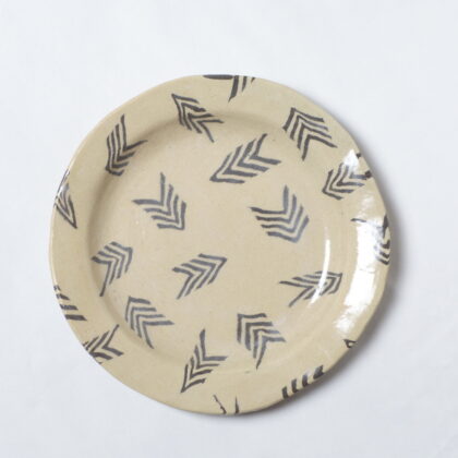 Nerikomi Pottery Bowl, Handmade Round Plate, Okinawan Cycad Leaf Pattern