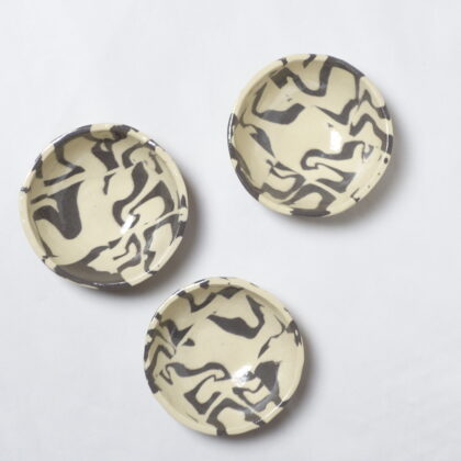 Nerikomi Pottery Bowl, Handmade Small Bowl, Black and White