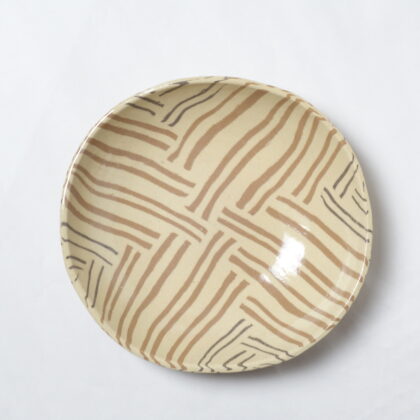 Nerikomi Pottery Bowl, Handmade Round Bowl, Straw Basket Pattern