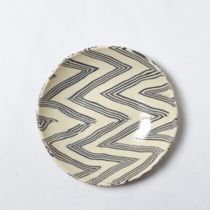 Nerikomi Pottery Bowl, Handmade Round Bowl, Kuba Cloth Pattern BW